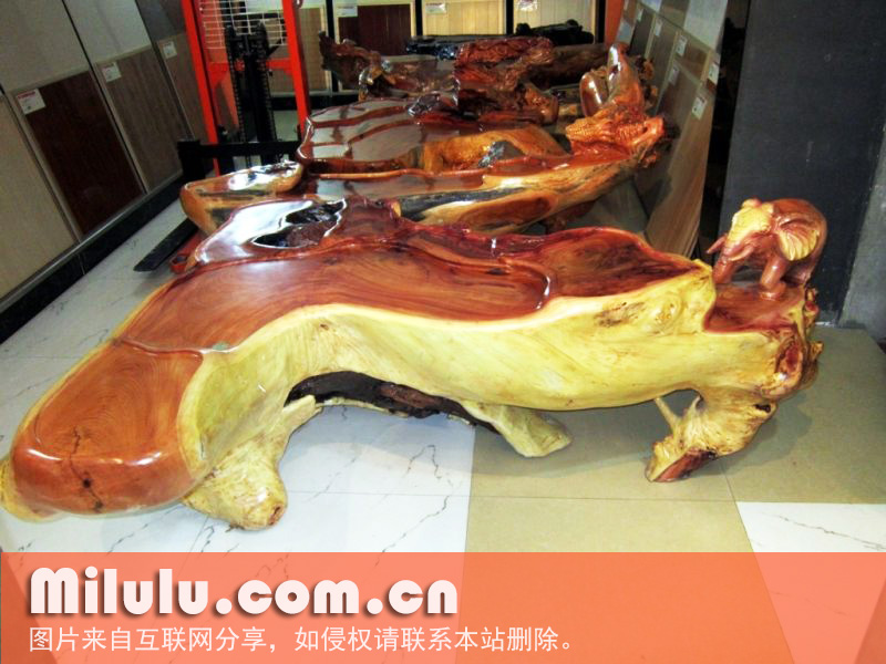 红榉木根雕艺术茶几